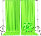 10ft x 10ft Fresh Green Backdrop Curtains for Parties, Fabric Satin Background Curtain with Rod Pockets for Weddings, Birthday, Baby Shower, Photography, Graduation Party Backdrop Drapes, 2 Panels