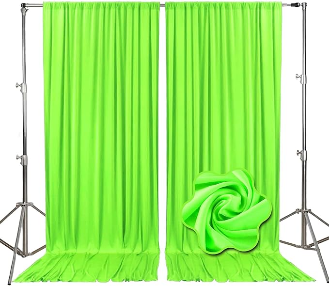 10ft x 10ft Fresh Green Backdrop Curtains for Parties, Fabric Satin Background Curtain with Rod Pockets for Weddings, Birthday, Baby Shower, Photography, Graduation Party Backdrop Drapes, 2 Panels