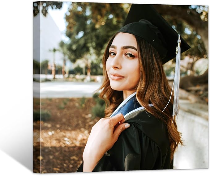 Custom Graduation Canvas Prints with Your Photos,Graduation Decorations, Personalized Graduation Canvas Wall Art Gifts Idea for Daughter, Son, Sibling or Friend (24" X 24")
