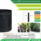 5-Pack 5 Gallon Plant Grow Bags (12x10 inch) Thickened Garden Bags Fabric Plant Pots for Flower Pot,Tomato Planters,Herbs Veggies,Potato Planter Bag,Garden Pot,Barrel Planter,Plant Container W/ Gloves