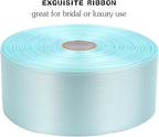 Light Blue Solid Satin Ribbon 1-1/2 Inch 50 Yards Solid Polyester Fabric Ribbon for Gift Wrapping Wedding Christmas Baby Shower Birthday Party Decoration Handmade Immortal Flower Craft