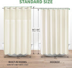 Extra Long No Hook Shower Curtain with Snap-in Fabric Liner Set,Cream Waffle Weave Shower Curtains for Bathroom,Hotel Luxury Decor Bathroom Curtain Set,Waterproof & Washable,71Wx86H