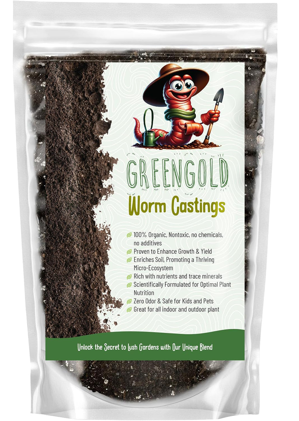 Organic Worm Castings Premium Worm Castings Fertilizer for Nutrient-Rich Soil and Healthy Growth (2 QUARTS)