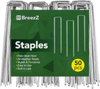 Breezz 50 Pack Garden Staples 6 Inch 12 Gauge Galvanized Pins, Heavy-Duty Ground Stakes for Weed Barrier, Irrigation Tubing, Yard Fabric, Halloween & Christmas Decoration Anchoring