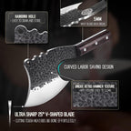 ROCOCO Meat Bone Cleaver Knife for Meat Cutting Handmade Heavy Duty Butcher Axes Hand Forged Full Tang Chopper for Kitchen Outdoor BBQ Chirstmas Mother Father Gifts Idea Men Black