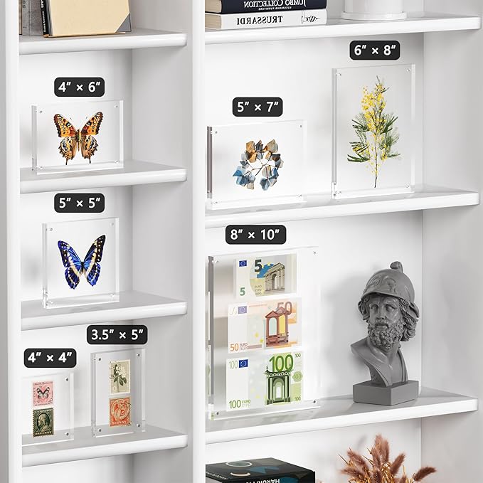 4x6 Acrylic Picture Frame 5 Pack, Clear Freestanding Double Sided Frameless Magnetic Photo Frames, Desktop Display Decor Gift