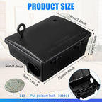 Qualirey 6 Pack Rat Bait Stations Large Rodent with Key Reusable Mouse Stations Mice Blocks Heavy Duty Boxes for Outdoor Rodents Mice Blocks, Bait Not Included, Black (9.8 x 7.5 x 3.9 Inches)