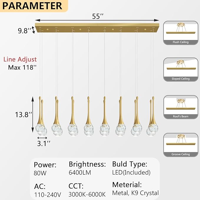 16 Lights Modern Glam Crystal Chandelier for High Ceiling LED Dimmable Pendant Light for Staircase Foyer Enterway Living Room Chandelier Lighting Gold