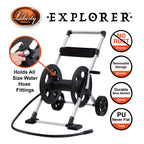 Liberty Garden 304 Explorer Two Wheel Hose Reel Cart, Aluminum, Holds 250-feet of 5/8" Hose, Silver/Black