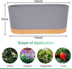QCQHDU 16" L x 7.6" W x 7" H Window Planter Box, 2 Pack Self Watering Pots for Indoor Plants with Drainage Holes & Saucer, Outdoor Flower Pots Home Garden Modern Decor