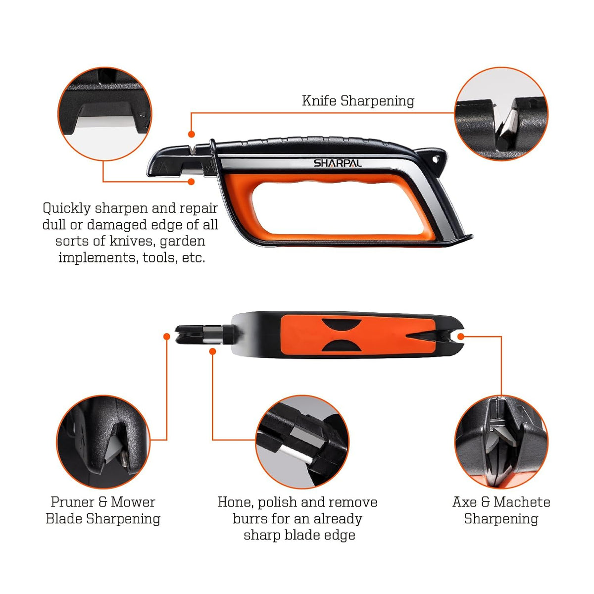 SHARPAL 103N All-in-1 Knife Garden Tool Multi-Sharpener for Lawn Mower Blade, Axe, Hatchet, Machete, Pruner, Hedge Shears, Scissors