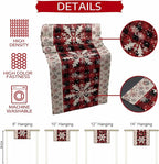 Buffalo Plaid Christmas Cotton Linen Table Runner for Dining Kitchen, Snowflake Red Black Check Wedding Outdoor Party Tablerunner Decoration, Retro Dresser Scarf Coffee Tablecloth Runners 13x48 Inches