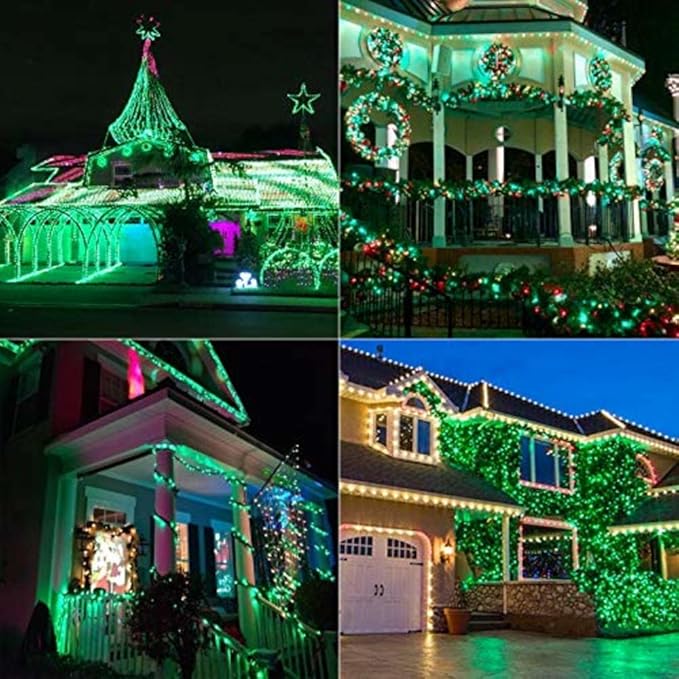 66Ft 200LED Fairy Lights Plug in, Waterproof String Lights Outdoor & Indoor 8 Modes with Timer, Christmas Light Bedroom Decor, Twinkle Light for Garden St. Patrick's Day Christmas Decorations (Green)