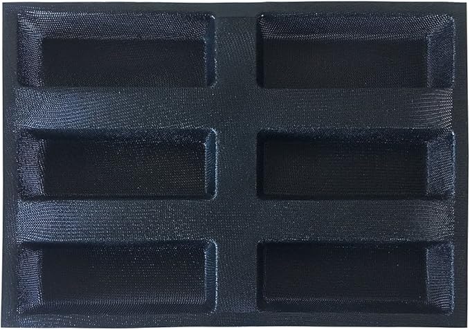Bluedrop Silicone Bread Forms Square Shape Bread Molds Non Stick Bakery Trays Silicone Coated Fiber Glass 6 Caves Rectangle Moulds