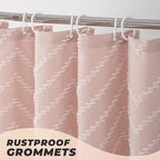 Long Blush Pink Boho Shower Curtain Cute Shower Curtain Textured Tufted Chevron Striped Minimalist 72 x 78 Bathroom Shower Curtains