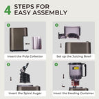 Masticating Juicer with 250W DC Motor, 5.4" Wide Feed Chute, Slow Cold Press Juice Extractor for Whole Fruits & Vegetables, High Juice Yield (DC-Gray)