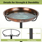 Gtongoko 10" Dia Bowl Small Metal Bird Bath for Outside Heavy Duty, 29" Height Bird Feeder Birdbaths for Outdoors, Garden Bird Bath Bowl with 5-prongs Base