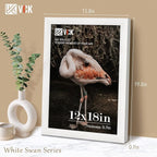 VCK 12x18 Poster Frame Set of 4 - White, Gallery-Quality Wood Picture Frames, 1.1-Inch Wide Border, Polished Plexiglass, Vertical or Horizontal Wall Display for Photo/Art/Prints, White