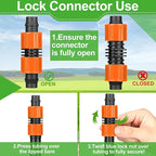 Tujoe 50 Pcs Drip Irrigation Fittings, 5/8 Inch Universal Barbed Locking Connectors for 16-17mm Drip Tape Tubing and Sprinkler System, Durable Line Coupling Irrigation Tools