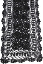 KEPSWET Cotton Handmade Crochet Lace Table Runner Black Rectangle Coffee Table Dresser Decor (14x60 inch)