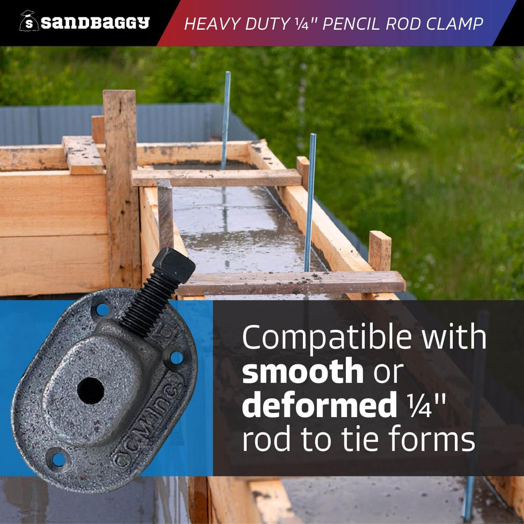 Sandbaggy Heavy Duty 1/4" Pencil Rod Clamp - Reusable Concrete Formwork Clamps - Cast Malleable Iron - Construction Grade Strength & Safety (Heavy Duty, 60, Case)