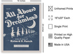 Poster Master All Aboard For Dreamland - Retro Children's Lullaby Print - Story Book Art - Bunny and Rabbit - Aesthetic Kid's Bedroom or Nursery Wall Decor - 16x20 UNFRAMED
