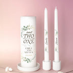 Unity Candles for Wedding, Modern Unity Set, Custom and Personalized Pillar and Taper Candles with Quote, Unscented White Premium Wax, Religious and Wedding Ceremony, Special Events (Custom Date)