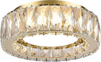 Crystal Gold Flush Mount Ceiling Light Fixture,Dimmable LED 5CCT 3000K-6000K Chandelier,11 Inch Modern Small 24W Round Lighting Fixtures for Kitchen Hallway Foyer Laundry Room