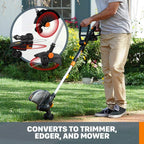 Worx String Trimmer/Edger/Lawn Mower 3-in-1 Grass Trimmer GT Revolution 20V 12" (2 Batteries & Charger Included) WG170