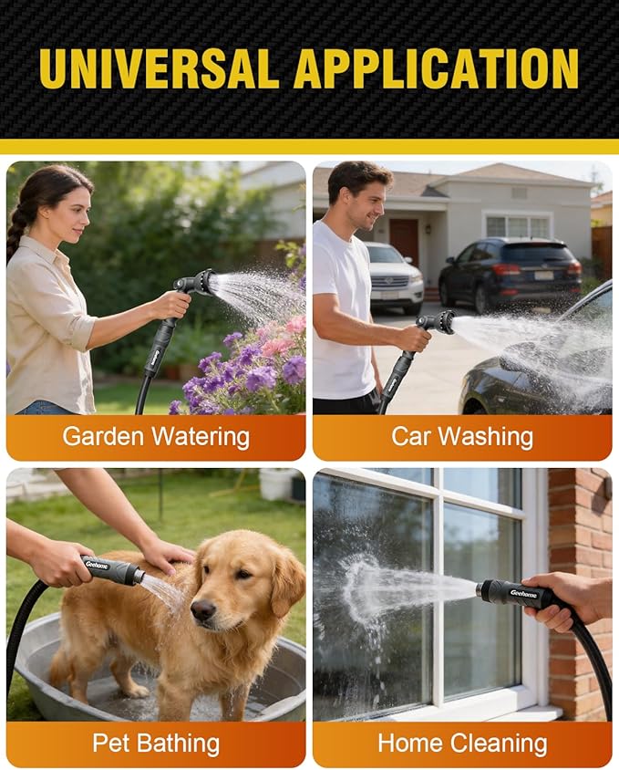 25ft Polyurethane Garden Hose, 5/8 in Lightweight Flexible Water Hose with Swivel Fittings, All-Weather, No-Kink Memory, Commercial Duty, Perfect for Home and Commercial Applications