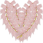 50pcs 3.5" Double Face Satin Pink Bows with Twist Ties Bows Wine Bows Tie with Fish Tail Cutting (Pink)
