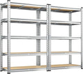 REIBII Garage Shelving, 5 Tier Storage Shelves Load 2020LBS, Adjustable Garage Shelving Heavy Duty, Metal Shelves Unit with Waterproof Columns, 35.5" W x 11.9" D x 72" H, Galvanized, 2 Pack