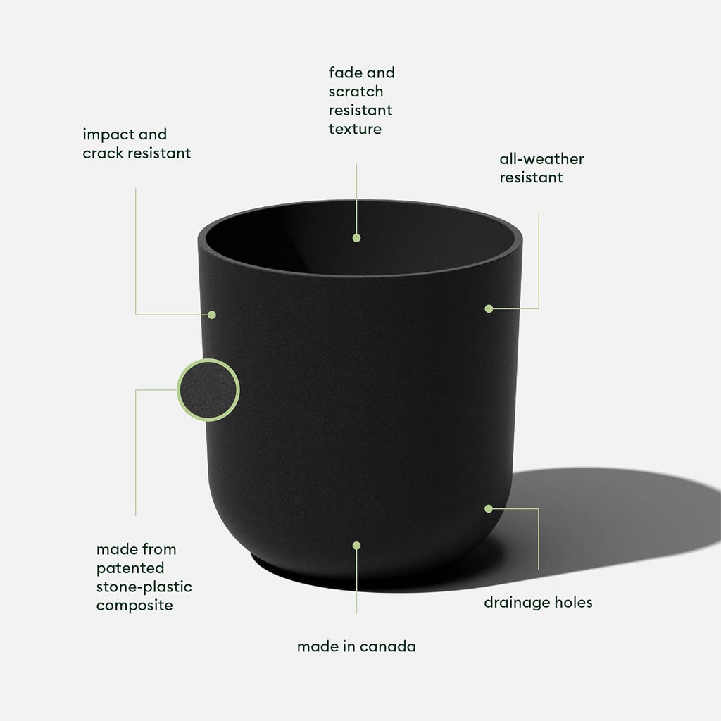 Veradek Mason Series Lima Planter - Round Planter for Indoor or Outdoor Porch/Garden | Made from Plastic-Stone Composite with Drainage Holes | Modern Décor for Succulents, Flowers, Small Plants