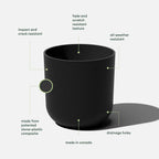 Veradek Mason Series Lima Planter - Round Planter for Indoor or Outdoor Porch/Garden | Made from Plastic-Stone Composite with Drainage Holes | Modern Décor for Succulents, Flowers, Small Plants