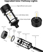 8 Pack Solar Pathway Lights Outdoor, Waterproof Solar Lights Outdoor with Metal & Glass Design - Auto On/Off, Long-Lasting, Landscape Lighting for Garden, Yard, Lawn, Driveway, Walkway