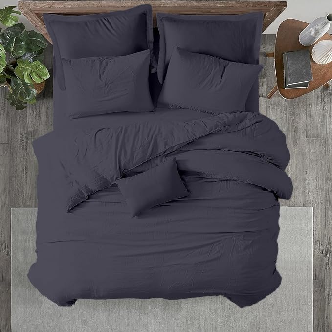 Kotton Culture 120"x120" 1 Pc Super King Plus/Super Oversize King Duvet Cover Only 100% Egyptian Cotton - 600 TC Comforter Cover, Zipper Closure & Corner Ties -Fits Only Extra Large Inserts -Dark Grey