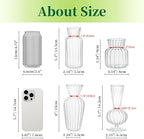 Mini Glass Vases for Centerpieces - Hewory Clear Small Bud Vases in Bulk, Cute Flower Vases Set for Wedding, Home Decoration, Table Decor (Clear, 8)