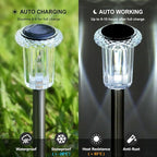 DenicMic Solar Lights Outdoor 15 Pack Waterproof 6000K Cold White LED Stainless Steel Stake for Pathway Yard Garden Driveway Solar Powered Outside Decor