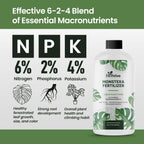 32oz Monstera Plant Food - Makes 192 Gallons of Monstera Fertilizer, Liquid Indoor Plant Fertilizer for Obliqua, Deliciosa and More, 6-2-4 NPK Ratio for Houseplants’ Healthy Growth & Glossy Leaves