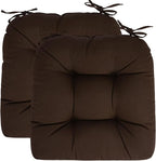 FUNHOME Outdoor Chair Cushions 19 x19 Inch,Water Resistant Tufted Seat Cushions 19",Reversible,Weather Resistant,Rounded Back Wicker Chair Cushion for Patio Garden Furniture(Chocolate Brown)
