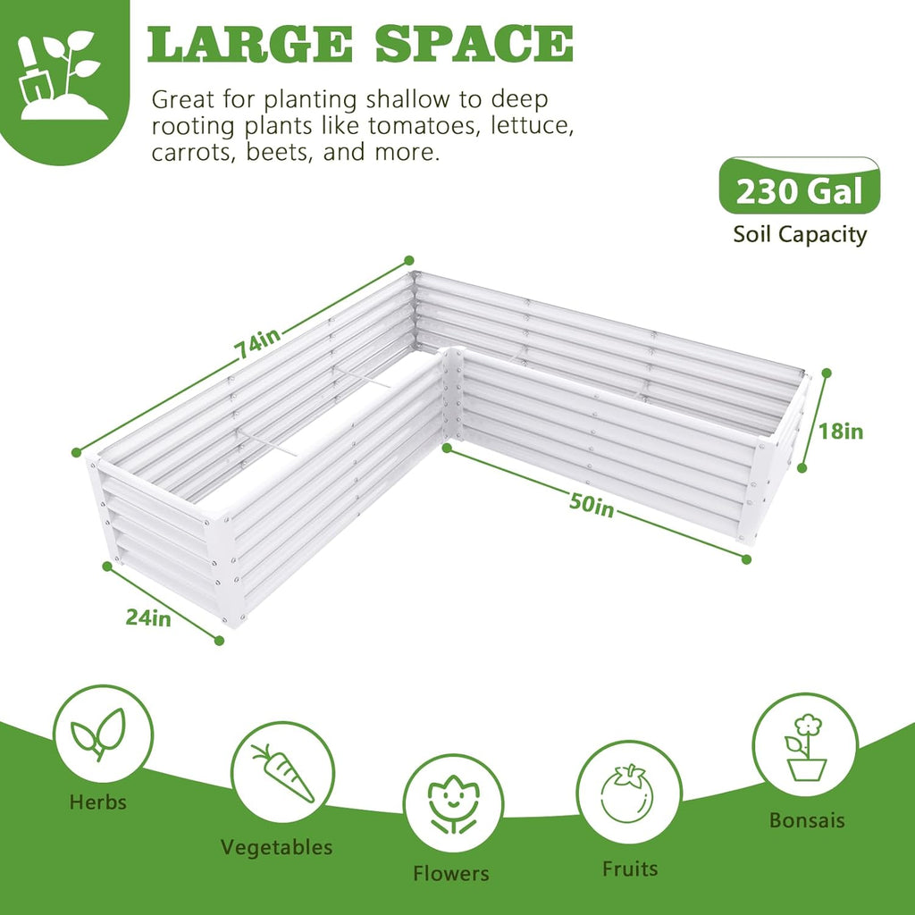A ANLEOLIFE 8-Pack 8X4X1.5ft & 74x74x18 in Deep Root Galvanized Raised Garden Beds Outdoor for Planting Vegetables Flowers Herb, Antique White