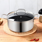 LOLYKITCH 5 QT Tri-Ply Hybrid Stainless Steel Non Stick Stock Pot with Lid,Induction Cooking Pot,Dishwasher and Oven Safe
