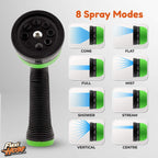 Flexi Hose with 8 Function Nozzle, 50FT - Lightweight Expandable Garden Hose, No-Kink Flexibility, 3/4 Inch Solid Brass Fittings and Double Latex Core - Black and Green