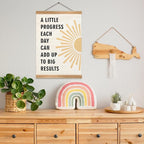 ZTGDA Positive Affirmations Wall Decor– Mental Health Wall Art with Wood Frame,Motivational Hanging Poster for Therapy Room, Counseling Office or Classroom Decor 12x16inch (Progress)