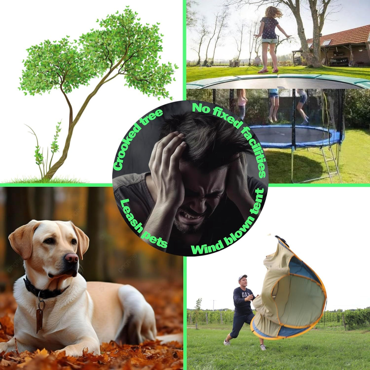 Heavy Duty Tree Stakes and Supports - 16" Spiral Metal Tree Stakes Kit - Reflective Nylon Rope - Thickened Straps - Quick Installation Stick - Chrome Finish