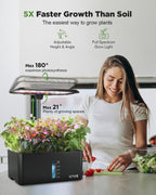 URUQ 8 Pods Hydroponics Growing System with LED Grow Light - Black