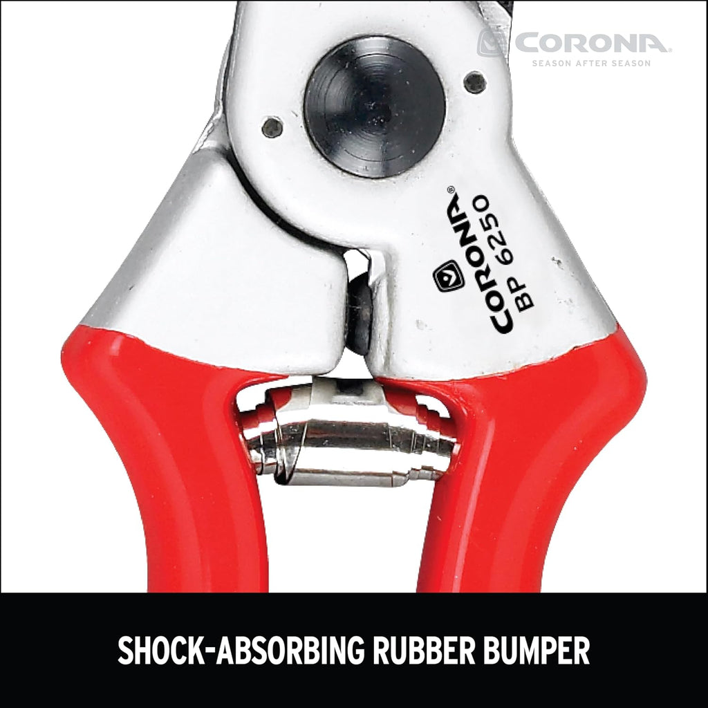 Corona BP 6250 Forged Steel Aluminum Handles Bypass Hand Pruner - 1 inch Cut Capacity Stem and Branch Garden Shears, Red