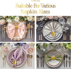 Polymer Material Reusable Napkin Band, Glue-Free Tear-Proof Water Resistant Oil-Proof Napkin Bands Set of 100(Front Brushed Gold Color and Back Silver), 6 Adjustable Sizes Napkin Rings