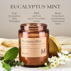 M&SENSE Eucalyptus Mint Home Scented Candle | 19.4oz, 115-Hour Burn | Natural Organic Soy Wax | Long-Lasting for Stress Relief and Gifting | for Bedroom，Relaxing SPA，Office
