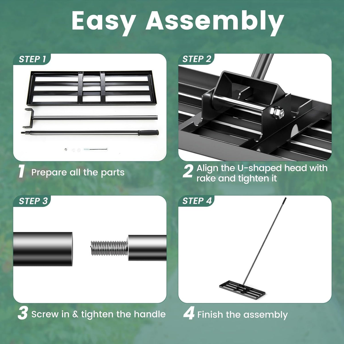 Goplus Lawn Leveling Rake, 30" x 10" Heavy Duty Level Lawn Tool w/ Ergonomic Handle for Soil, Effort-Saving Landscape Rake for Garden, Backyard, Golf Course, Farm, Pasture, Black